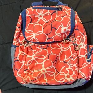 Stylish Red and Blue Floral Backpack